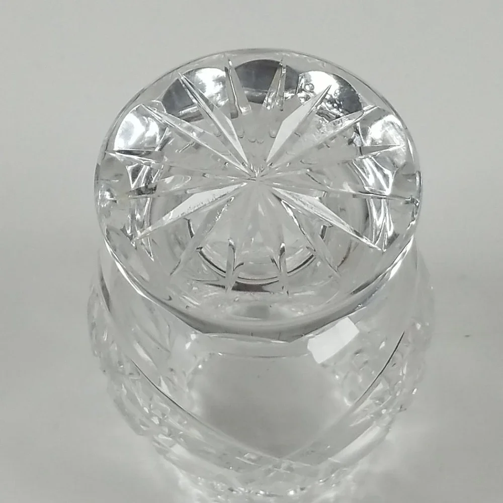Bohemian Lead Crystal Tooth Pick, Matches Holder Hand Cut Czech Vintage Hobstar